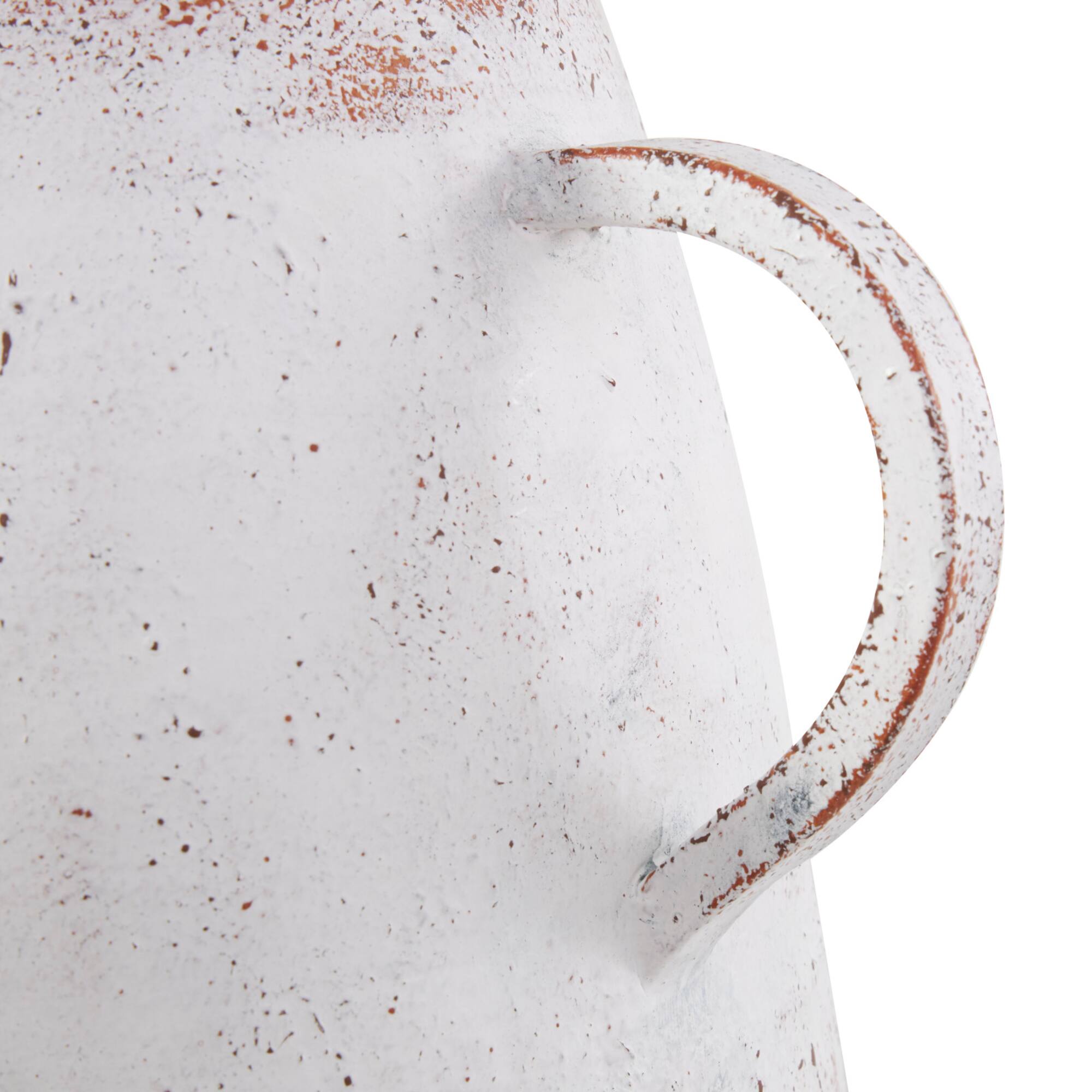 23.5" Distressed White Metal Vase